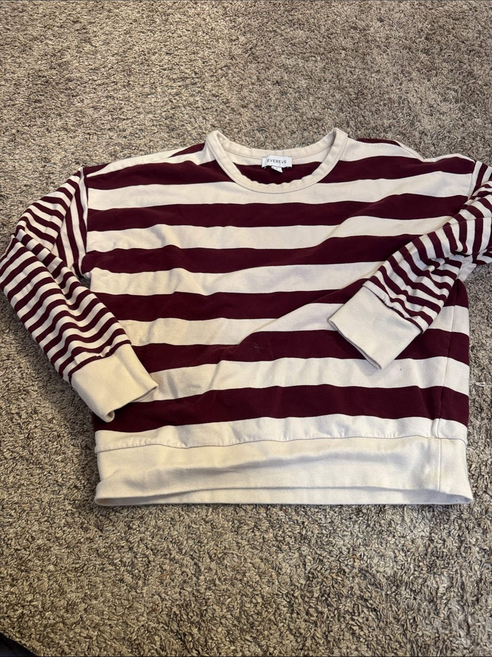 Evereve Finn Stripe Sweatshirt Burgundy Small